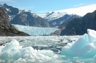 Photo of glacier and icebergs