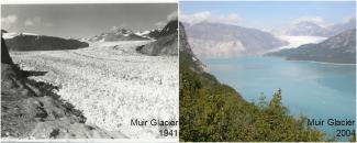 Photos of Muir Glacier in 1941 and 2004